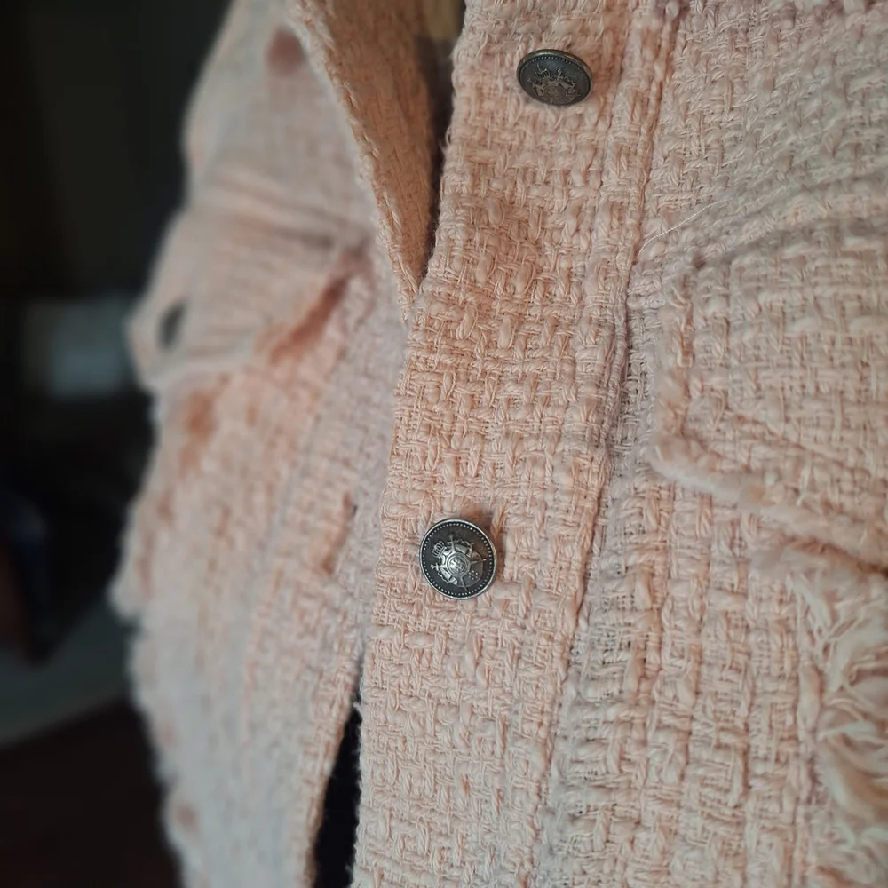 IRO Women's Button Front Pastel Pink Tweed Jacket XS